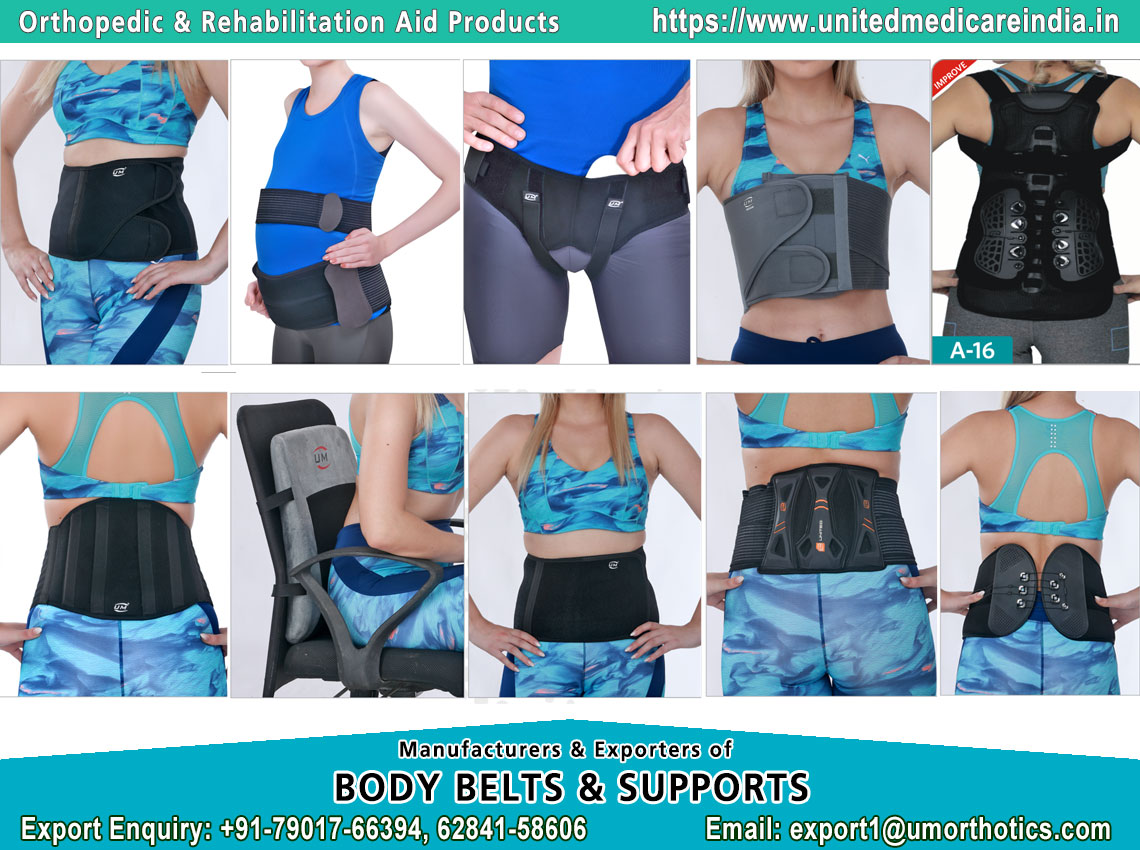 Orthopedic Aids Products, Rehabilitation Aids Products, Body support Belts & Braces Manufacturers Exporters in India +91-7901766394 https://www.umorthotics.com